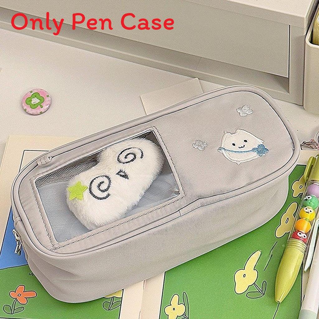 

Minimalist Cat Pencil Case In Canvas Material With Visible Compartment For Students