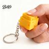 3D Printed Cheese Toy Simulated Fidget Clicker Keychain, Cube Finger Clicker, Fingertip Anxiety Stress Relief Push Button for Office Classroom Shaped