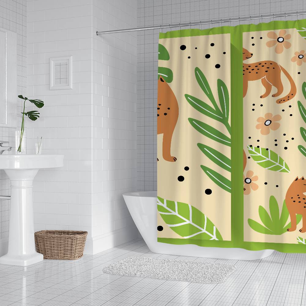 

Cartoon Animal Patterns Shower Curtain - Water-Repellent And Leak-Resistant, Mold And Mildew Resistant For W60H190(CM)-1 Pcs