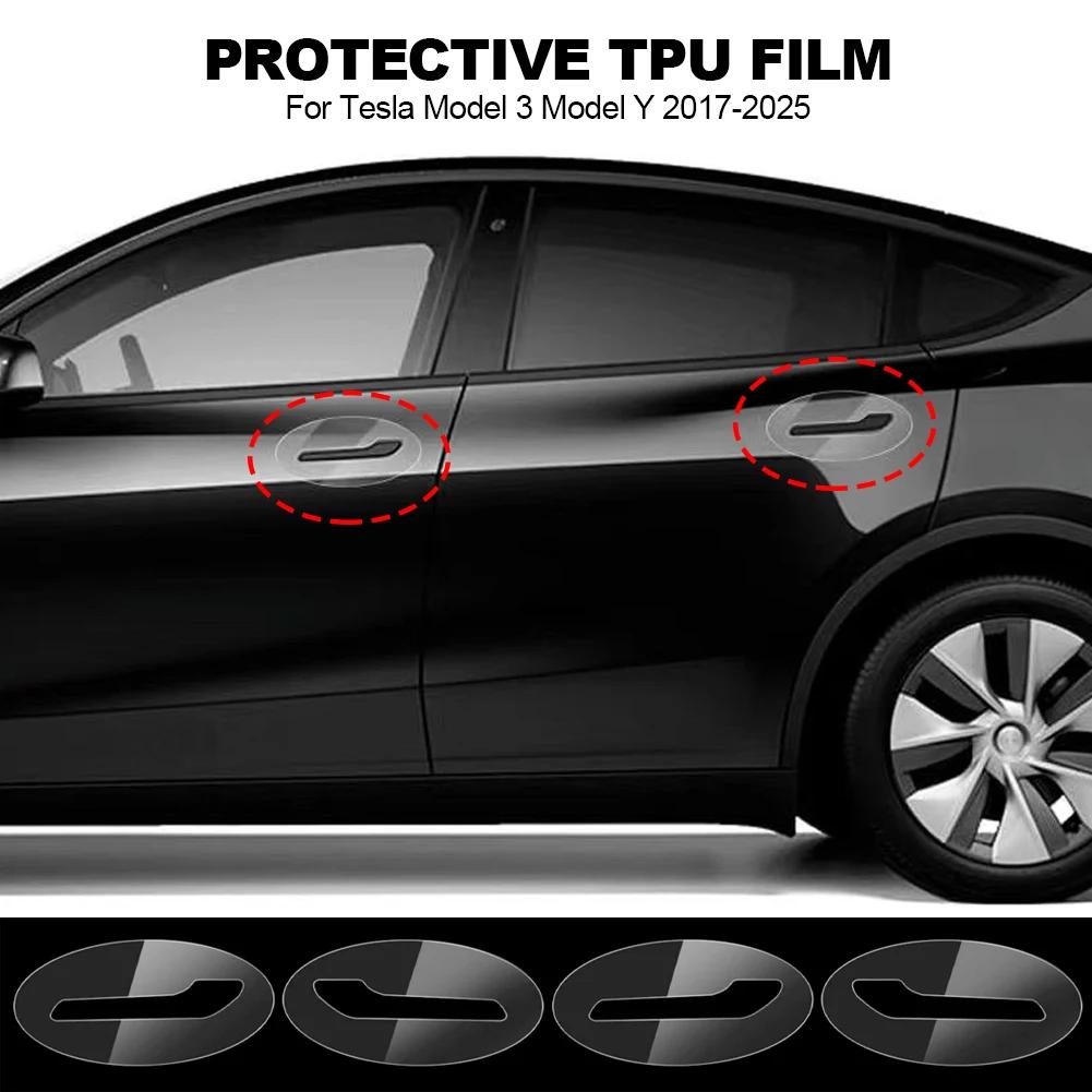 For Tesla Model 3 Model Y 2017-2025 Door Handle Scratch Protector - Inverted Door Handle Paint Protective TPU Film Car Clothing
