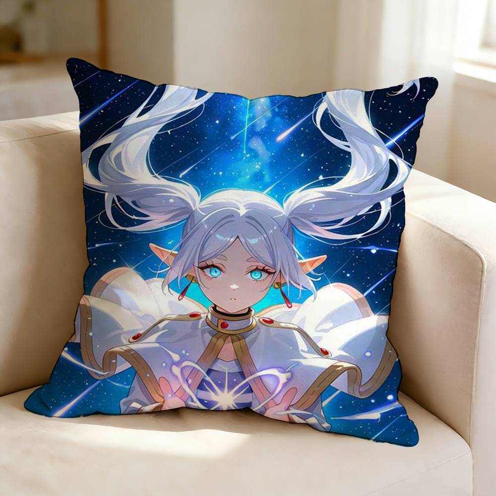 Anime FFrieren BBeyond Journeys End  Square DoubleSided Printed Pillow Case Bedroom Bedside Pillow Sofa Cushion Cover
