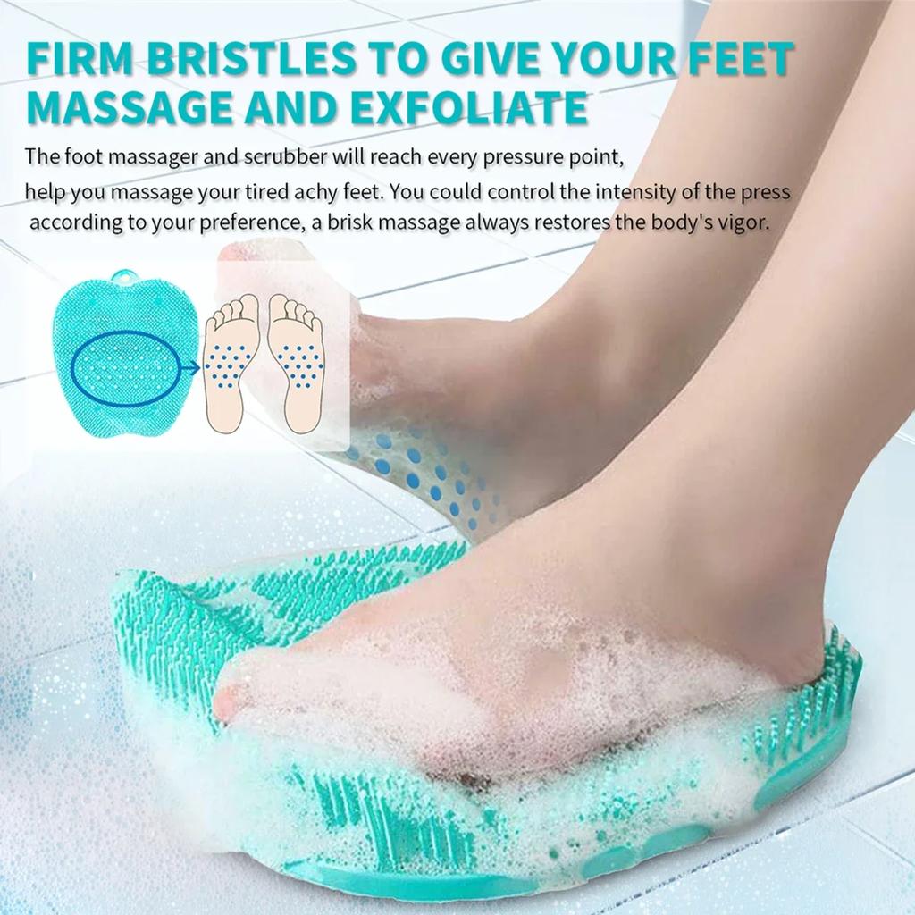 Shower Foot Scrubber Cleaner with Suction Cup Non-slip PVC Foot Massage Scrubber Multifunctional Massage Mat Portable Shower Mat