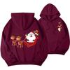 Cute Cartoon Flying Reindeer Santa Claus Graphic Unisex Hooded Sweatshirt, Loose-fit Winter Xmas Streetwear
