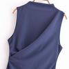 Spring 2025 Women's Pleated Midi Dress - Slim Fit with Waist-Gathering Design