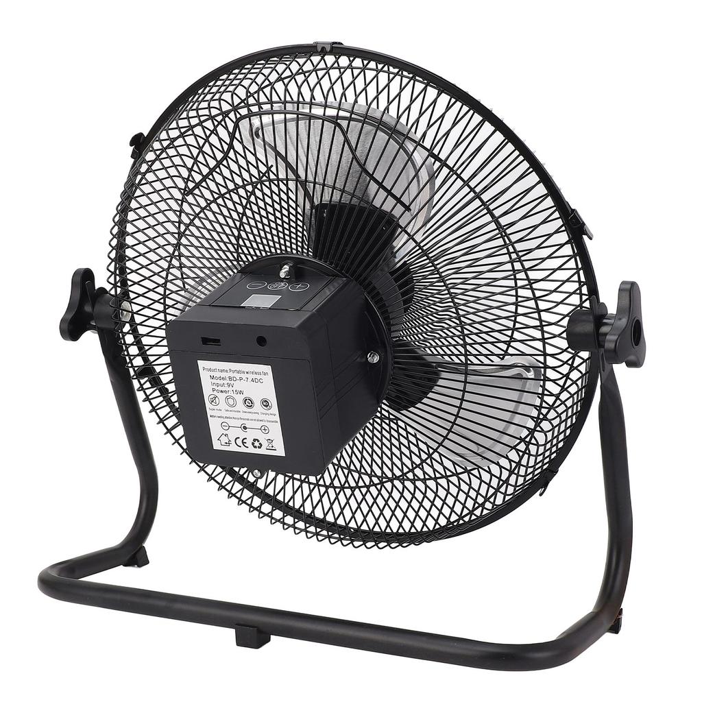 Solarbetriebener Bodenventilator 15W 12 Geschwindigkeitsstufen Digitalanzeige Wiederaufladbarer Bodenventilator für Außen