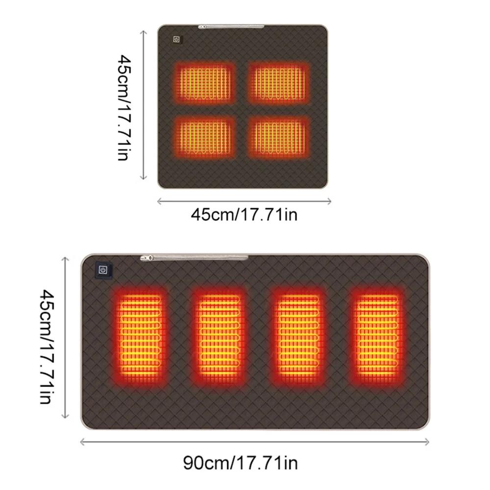 4 Podgrzewane Strefy Podgrzewana Poduszka na Siedzenie Ogrzewająca Przenośna Mata Grzewcza Pogrubiona Ładowanie Typ C/USB na Zimę na Zewnątrz Stadion Wędkarstwo
