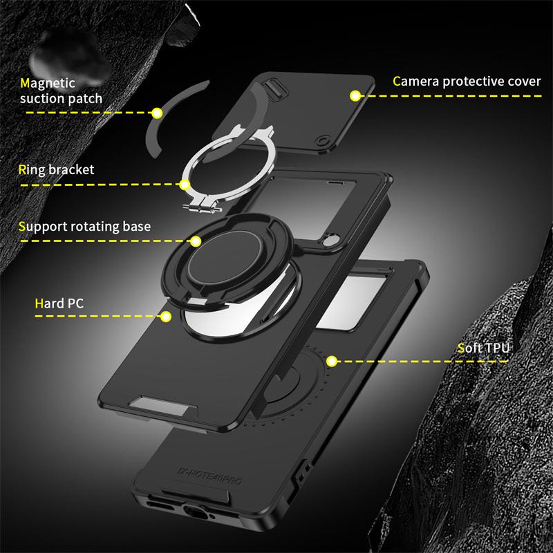 Shockproof Armor Slide Camera Case For infinix Note 40 Pro 5G 4G 50 Pro+4 Plus GT 20 Pro Magnetic Ring Holder Lens Protect Cover
