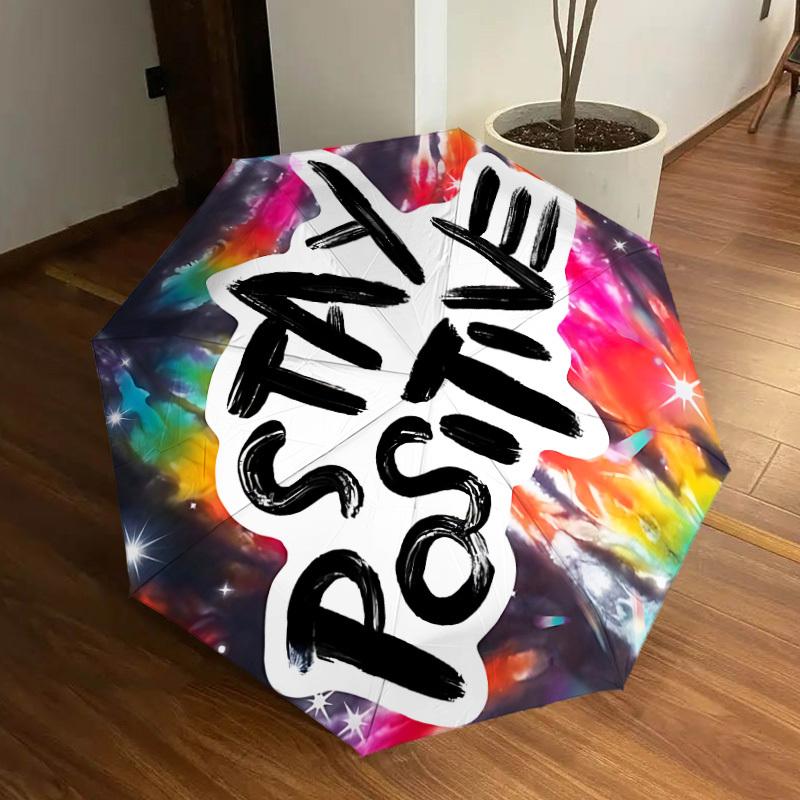 

1pc Stay Positive Automatic Open/Close Umbrella, Formal Events - Ideal Gift for Family or Friends, Outdoor Accessory yy251211242
