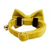 Yellow Velvet Cat Collar With Cute Bell Bow Small Dogs Pet Supplies
