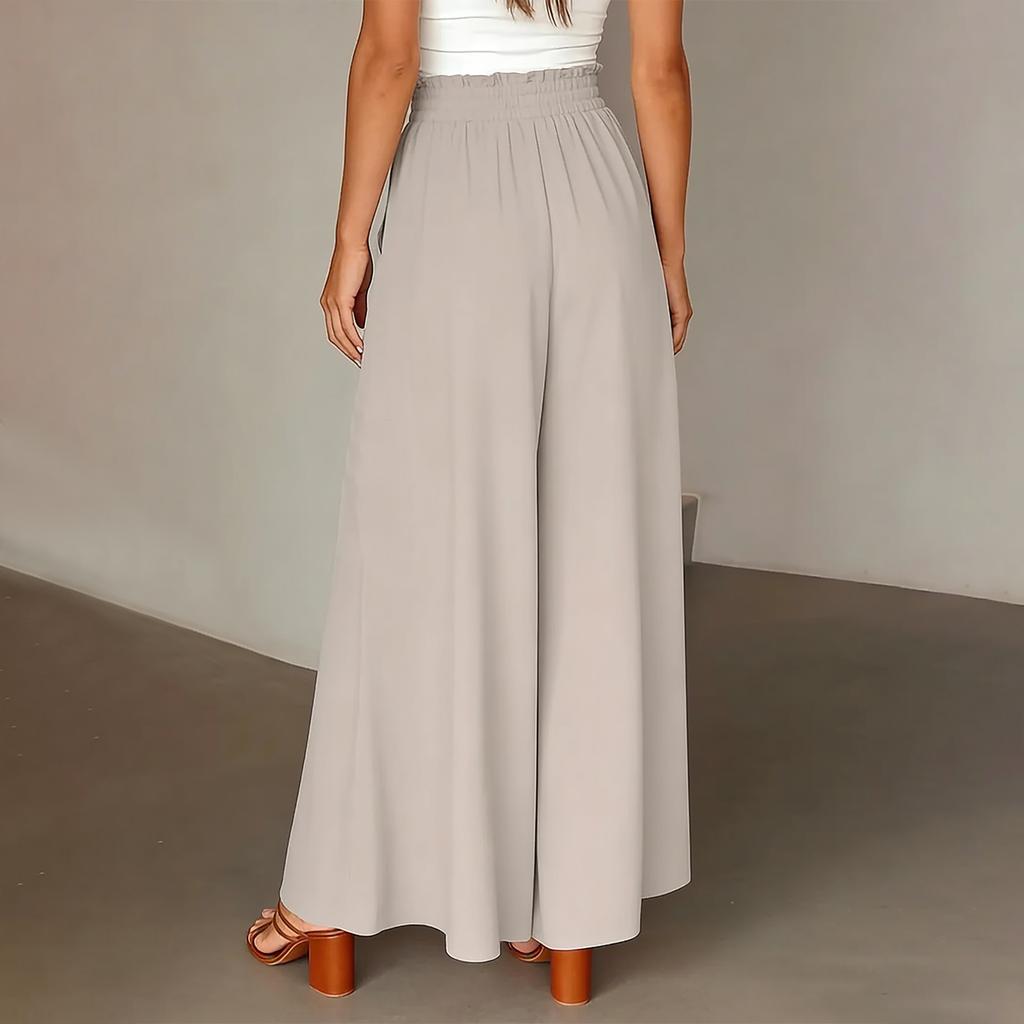 Women's Fashionable Bohemian Wide-leg Trousers With Elastic Waist And Polka Dot Print Long Skirt Pants