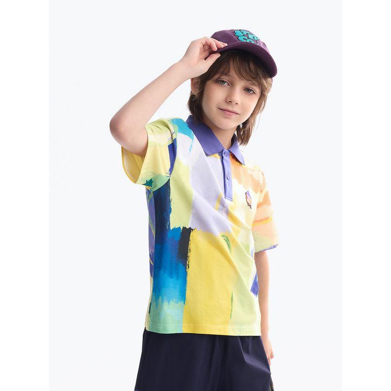 [Moisture-Wicking] Mqd Children's Clothing Boys' Short-Sleeved Polo Shirt Summer New Hand-Painted Children's Short-Sleeved T-Shirt