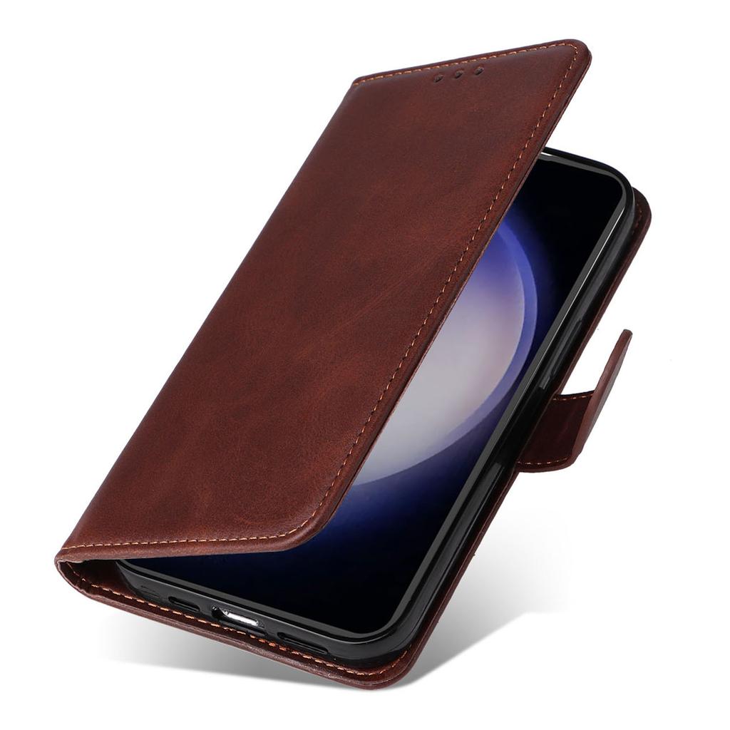 For Samsung Galaxy S23 FE Shockproof Flip Phone Shell PU Leather Wallet Phone Case Stand Calf Texture Cover