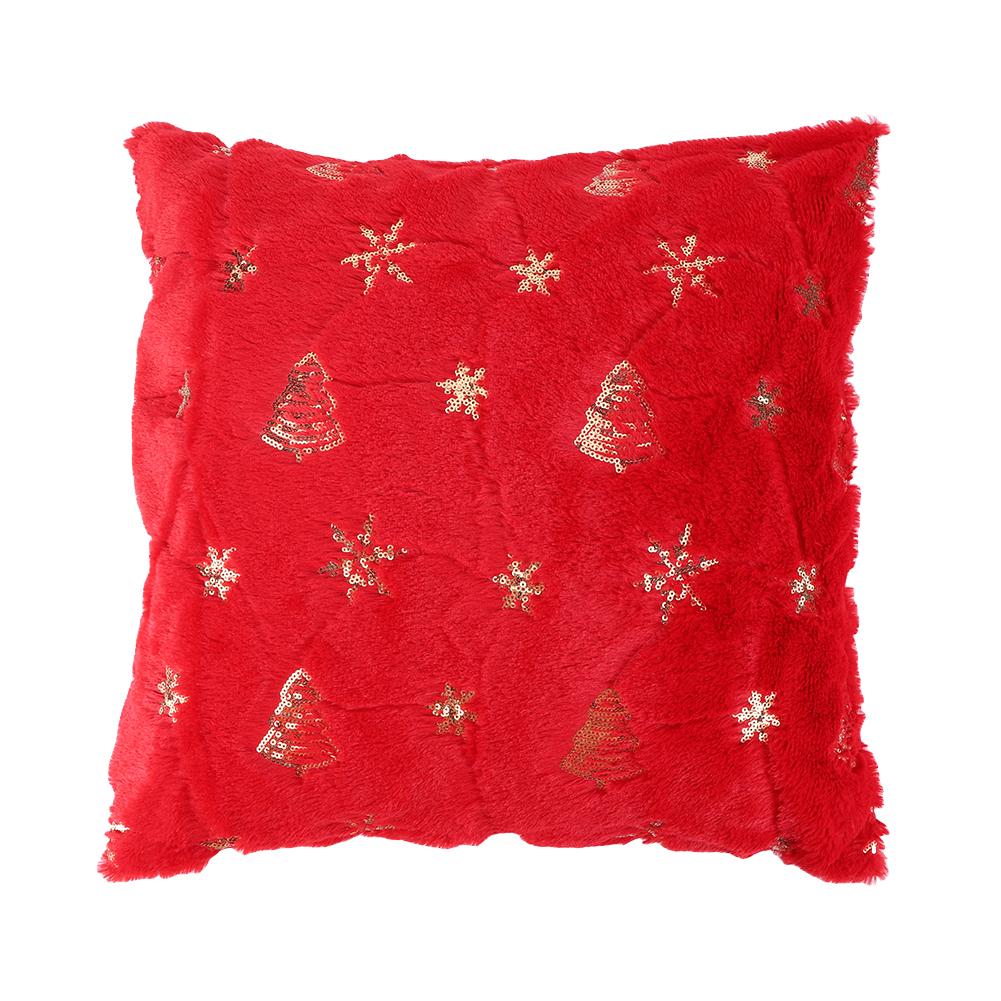 

Christmas Pattern Throw Pillow Cover Soft Faux Fur Xmas Tree Snowflake Cushion Cover for Winter Holiday Decoration