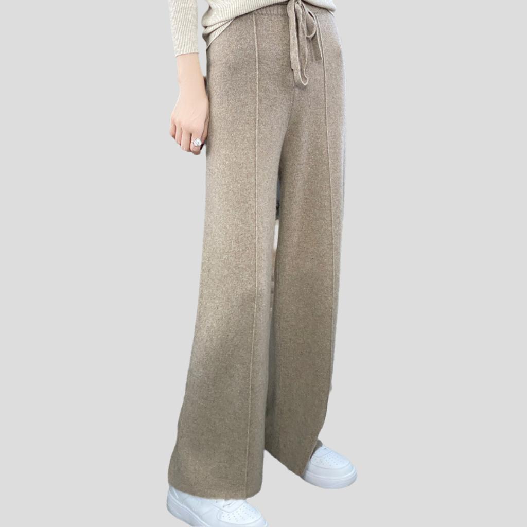 Women's Knitted Wide-leg Pants High-waist Thick Loose Wool Straight Pants Casual Solid Color Knitted Wool Pants