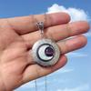 Moonstone Crystal Pendant Necklace With Geometric Alloy Design For Night Sky Themed Parties