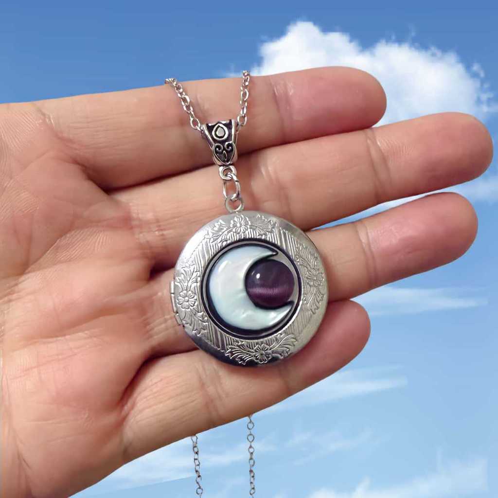 Moonstone Crystal Pendant Necklace With Geometric Alloy Design For Night Sky Themed Parties