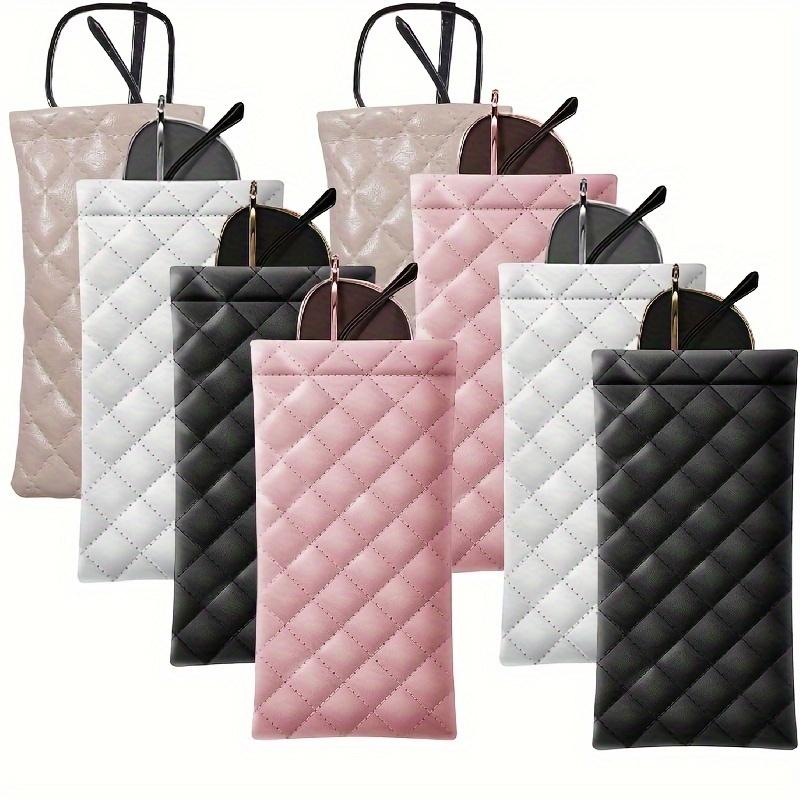 Super Soft Premium Faux Leather Glasses Case | Compact Quilted Design, Secure Closure, Stylish Carry-On | (3 Colors Available) White/Black/Pink