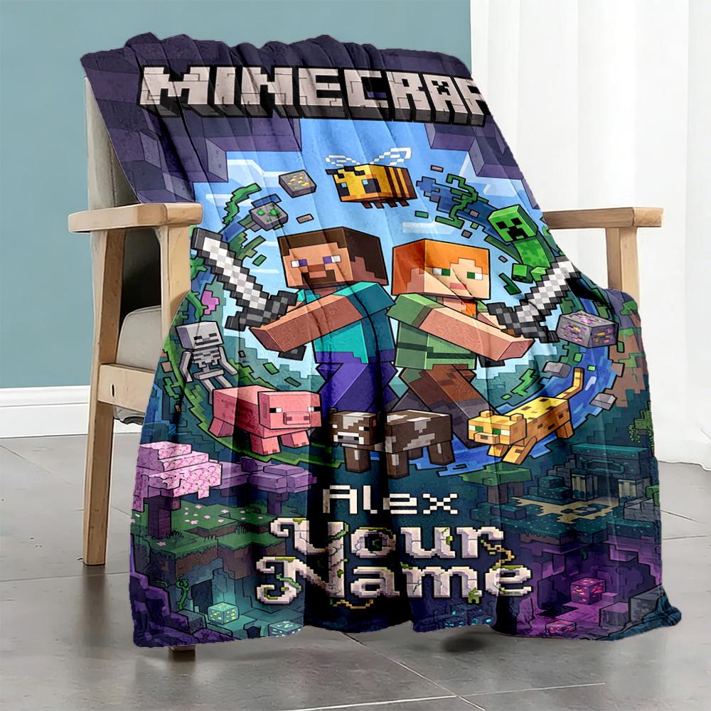 Minecraft Customize Your Name Blanket Lightweight Customizable Blanket Warmthful Decor Versatile For Picnics Bedding Home Decor Office