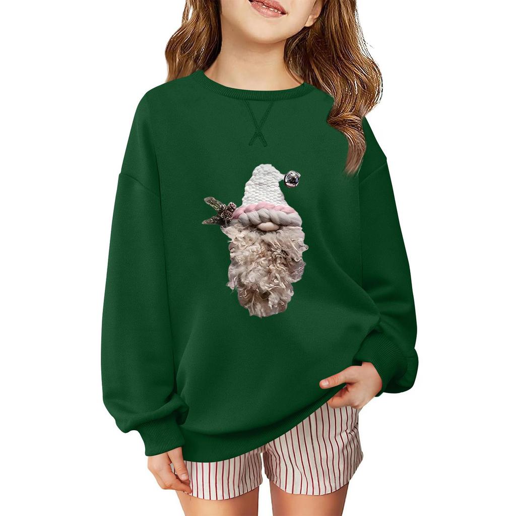 Children's Fashionable Casual Long-sleeved Loose Christmas Print Pullover Sweatshirt