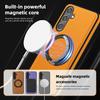 For Samsung Galaxy S25 Case with Ring Kickstand Magnetic Case PU Leather Back Cover