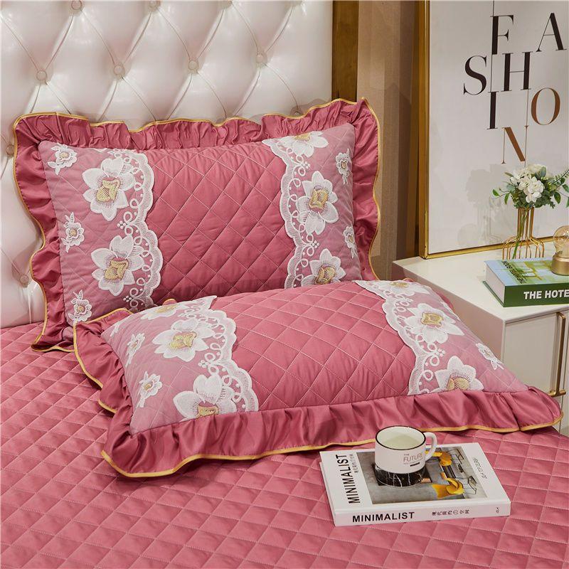 2 Pieces Modal Lace Bud Pillowcase Solid Embroidered One Pair Adult Bedroom Dormitory Pillow Case Pillow Covers