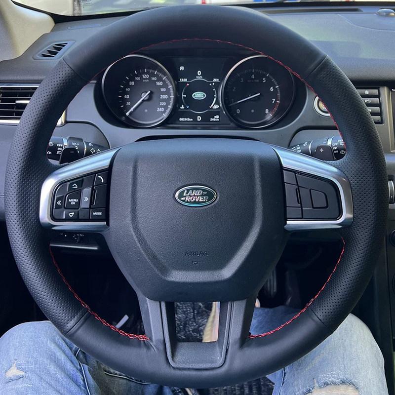 Leather Fibre for Land Rover Range Rover Sport Evoque Velar Discovery 4 Sport Freelander 2 Hand Sewing Car Steering Wheel Cover