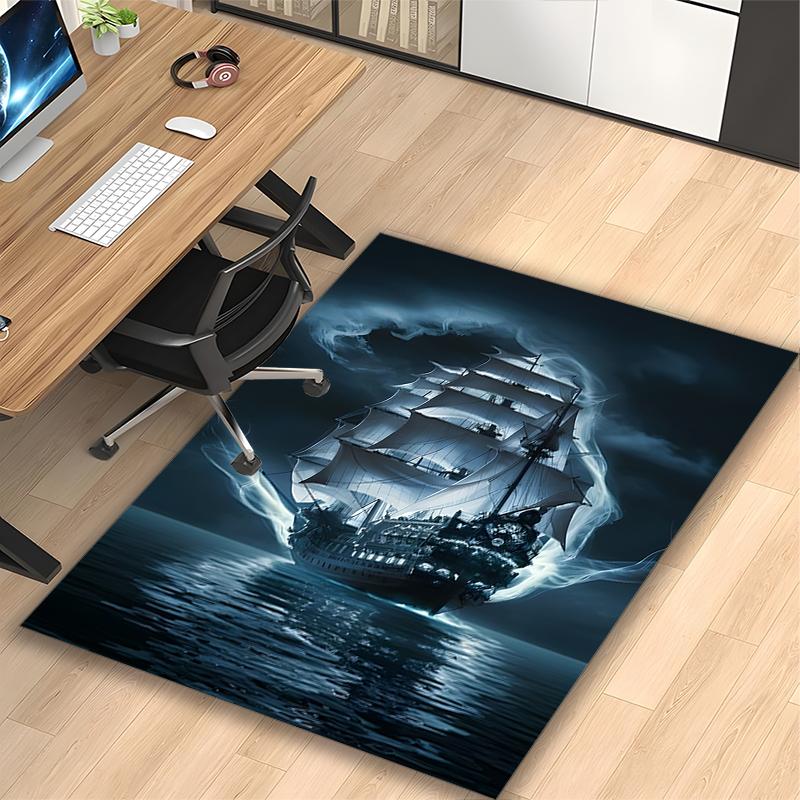 [Dark Ghost Ship Printed Carpet] Durable Home and Office Area Rug, Kitchen Farmhouse Decorative Floor Mat