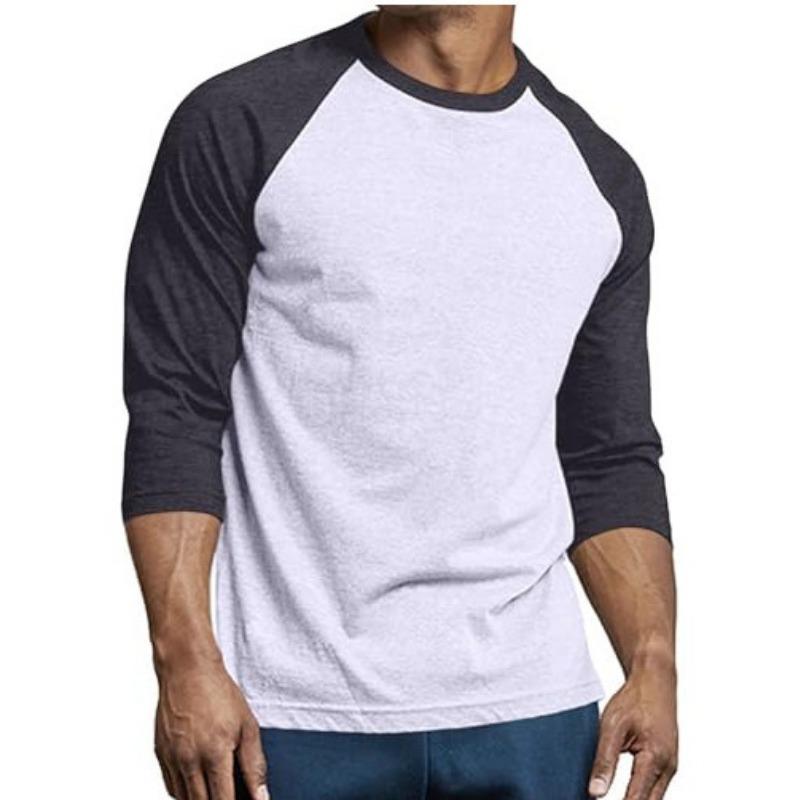Men Raglan Long Sleeve Baseball T Shirt Crew Neck Color Block Casual Contrast Sleeve Tee