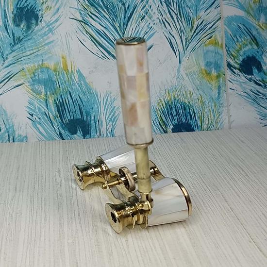 Brass Mother of Pearl La Dauphin Opera Glasses Binocular Spyglass telescope Home Office Decor