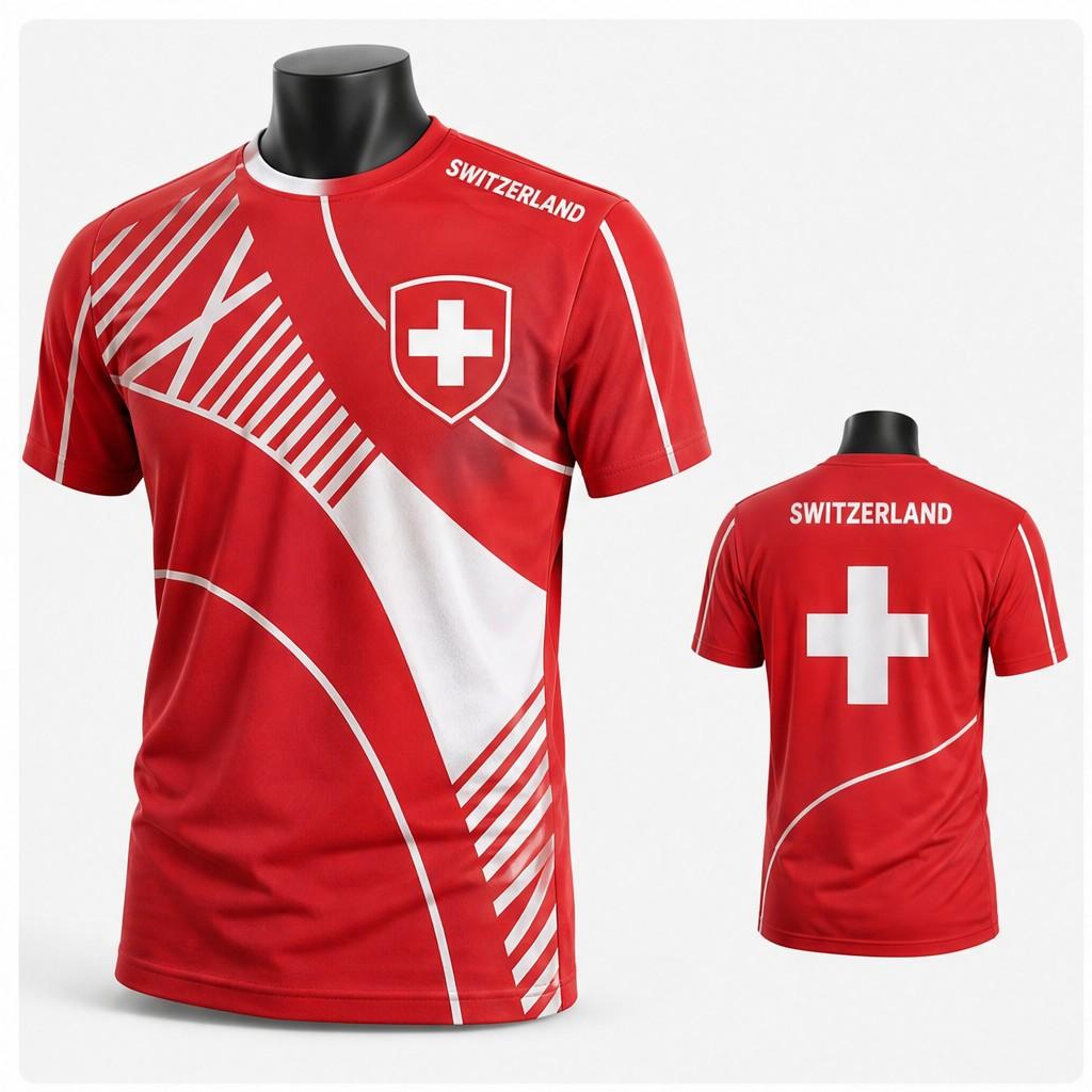 Schweiz Wappen Aufdruck Kurzarm T-Shirt Lässig Rundhals Grafik T-Shirt