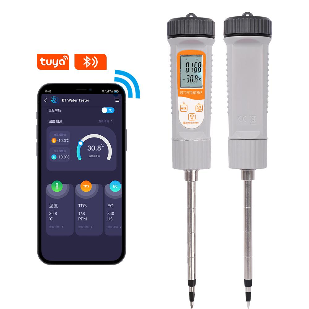 

Tuya Smart Soil Tester Bluetooth Soil Detector Multifunctional 4 in 1 EC TDS CF Temp Meter Handheld Soil Analyzer for Garden серый