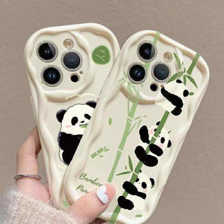 Cute Panda Is Suitable for Apple 16promax Cute 15pro Mobile Phone Case 14 Niche 13pro12 Girl 11