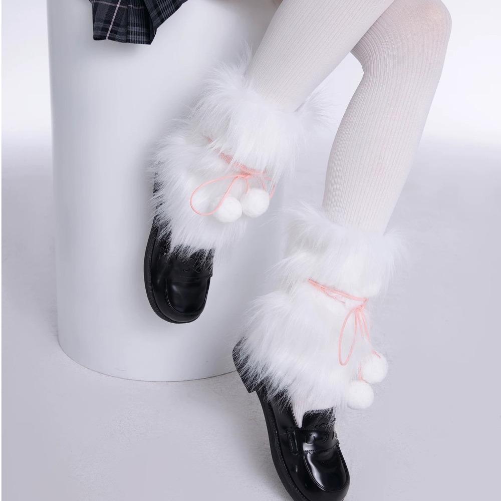 Fashion Furry Leg Warmers Faux Fur Long Tube Socks Imitation Fur Calf Sleeves  Women