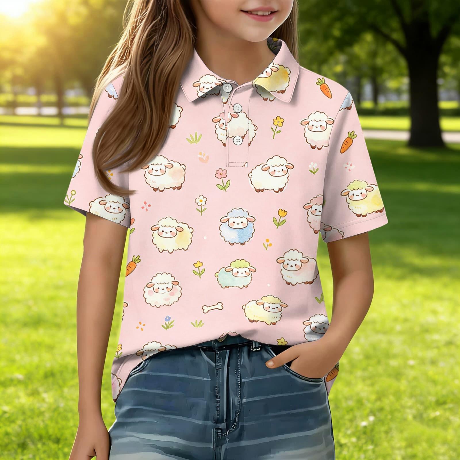 

Kids Casual Short Sleeve Polo Shirt Animal Print T Shirt Lightweight Breathable Comfortable Daily Wear for Boys and Girls 150