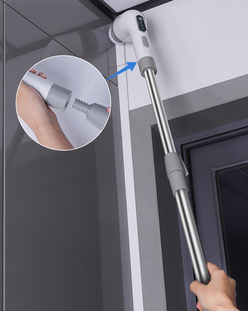 Multifunctional Electric Cleaning Brush with Long Telescopic Handle for Kitchen and Bathroom