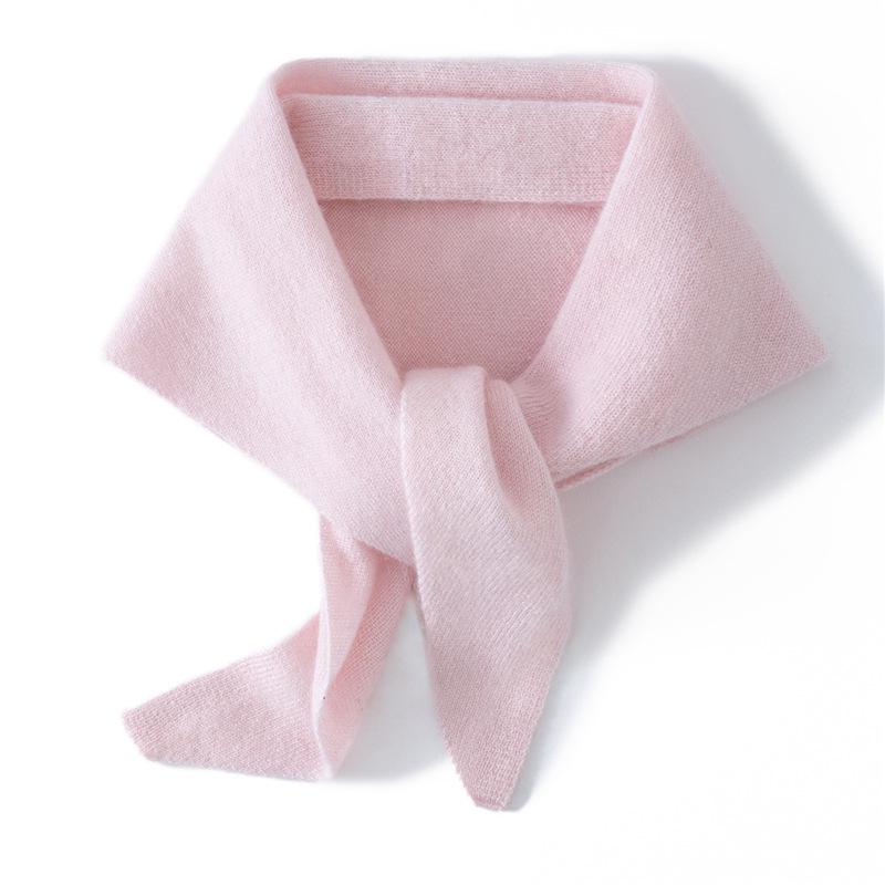 100% Pure Cashmere Women's Triangle Scarf - Solid Color, Autumn/Winter Versatile Knit Warmth