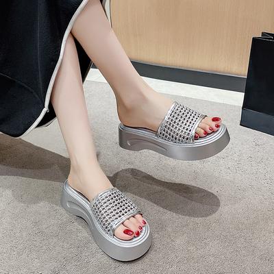 Sommer Neue Runde Spitze Keilabsatz Bequeme Hausschuhe Modisch und Elegant Plateau Sexy Hohe Absätze Damenschuhe