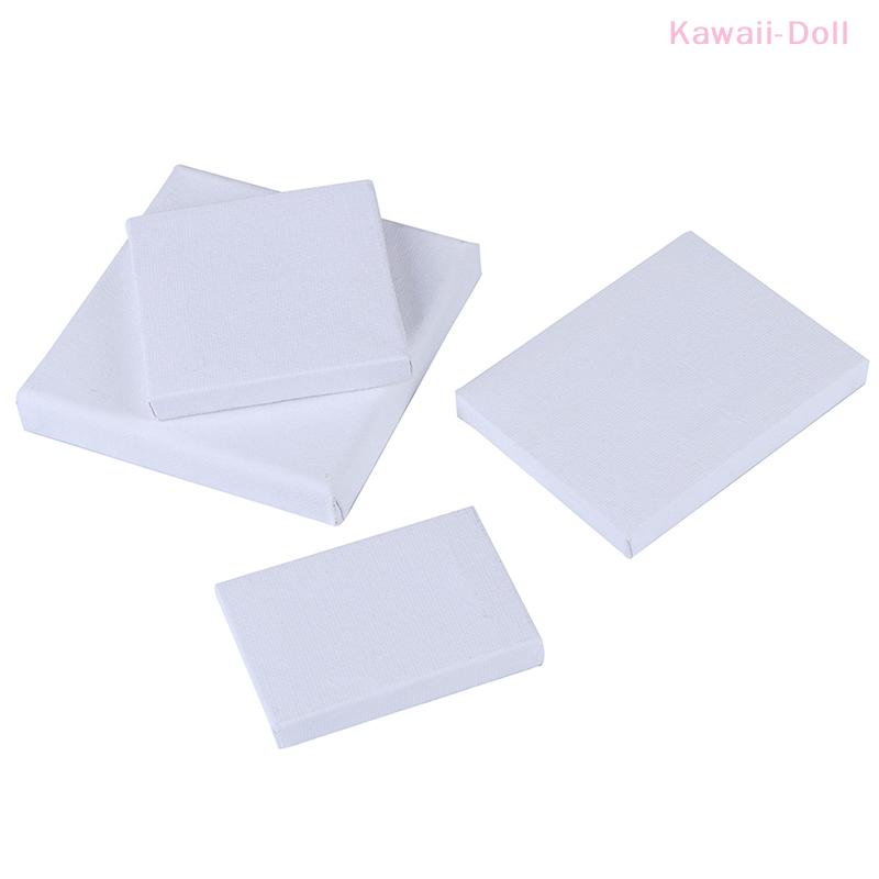 1Pcs White Blank Mini Small Dollhouse Stretched Artist Canvas Art Board Acrylic Oil Paint Dollhouse Decoration