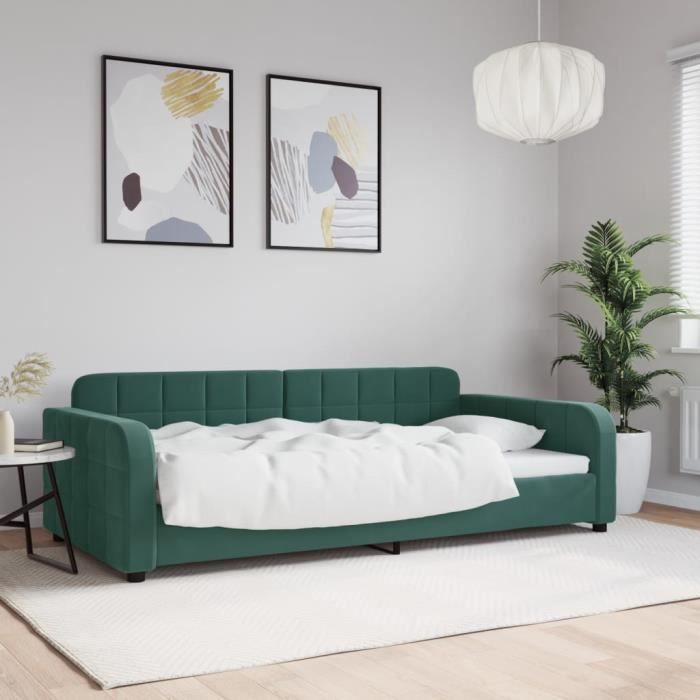 VidaXL Daybed Dark Green 100x200 Cm Velvet 354067