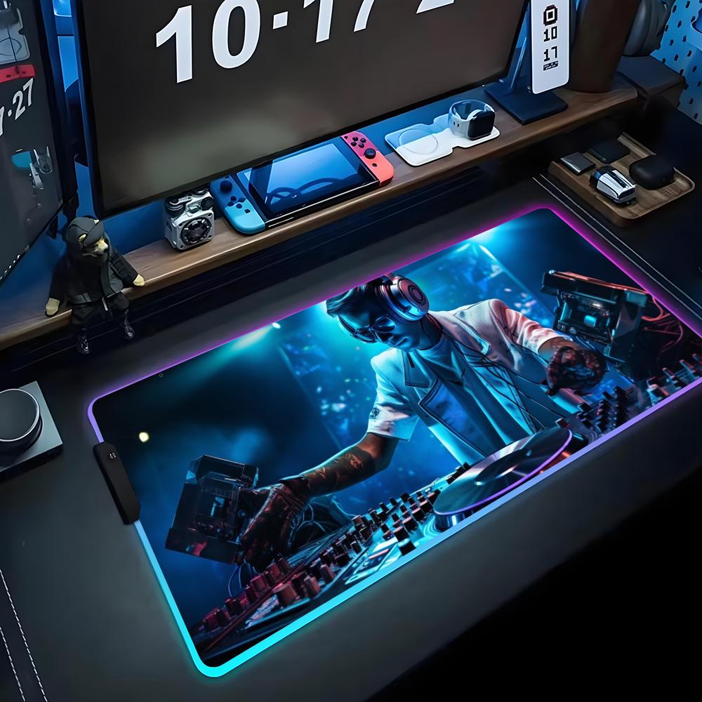 Musik DJ Mauspads RGB Gaming-Mauspads Große LED-Pads PC-Schreibtischmatten Leuchtende Mauspads Große Tastaturmatten Tischteppich mit Hintergrundbeleuchtung
