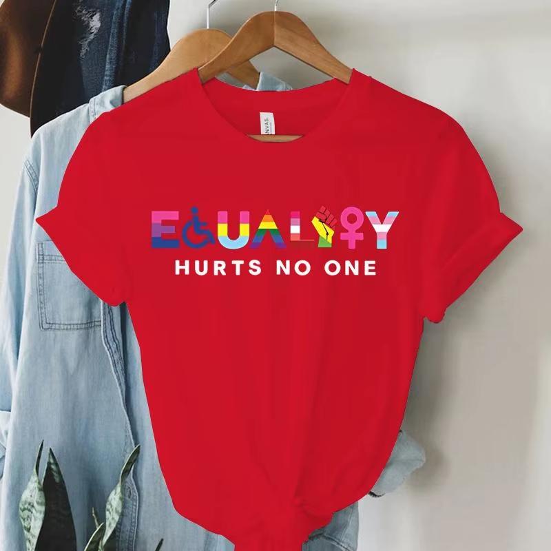 New Feminist Equality Hurts No One Lgbtq Print T Shirts Unisex Casual Round Neck Tees Top Summer Cool Loose Short Sleeve