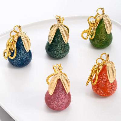 Trendy Large Pear Resin Keychain Pendant for Women