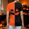 Women Casual Halloween Graphic T Shirt Short Sleeve Top Pumpkin Face Print Split Design Lightweight Comfortable Fit