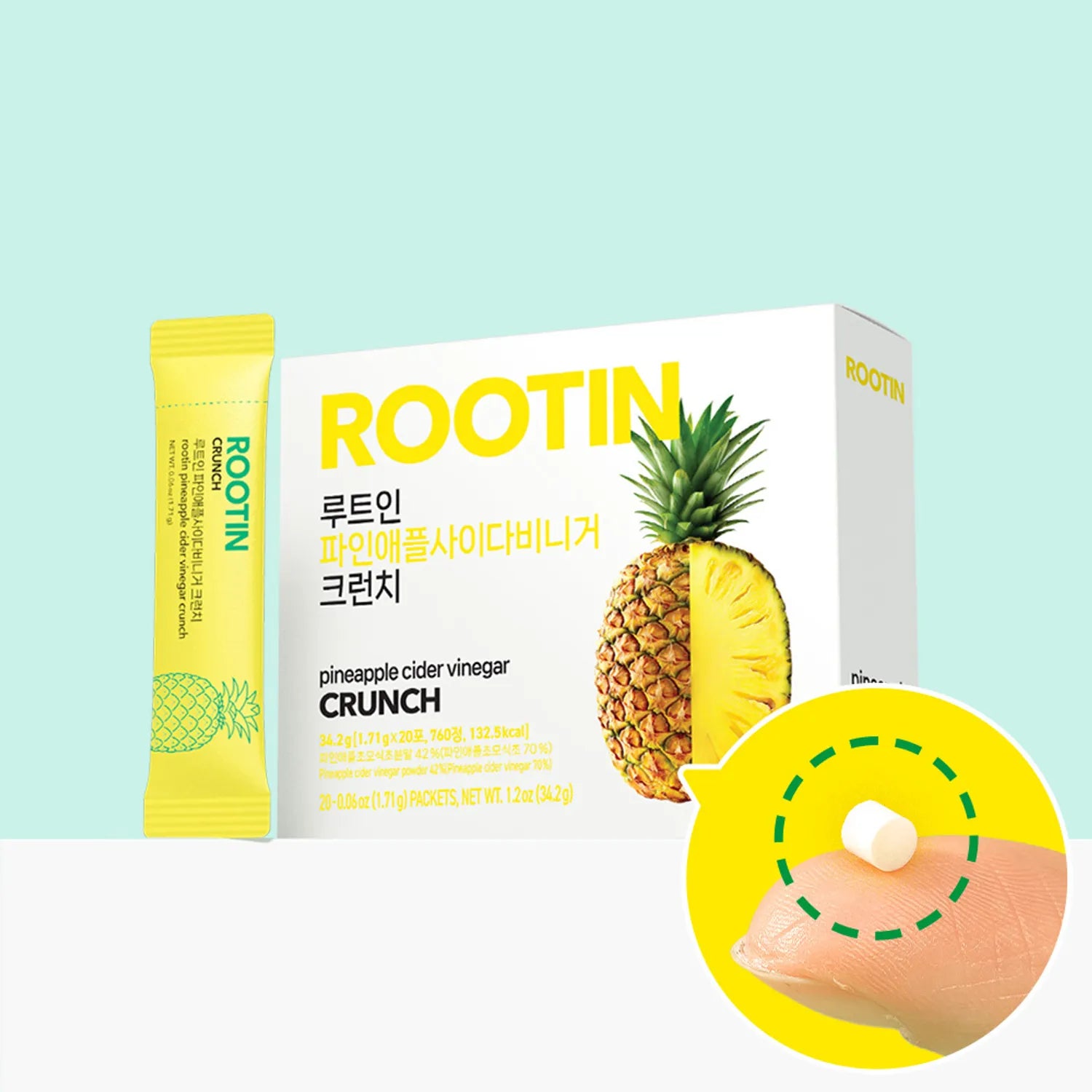 ROOTIN Pineapple Cider Vinegar Crunch 20 Sticks 1pack