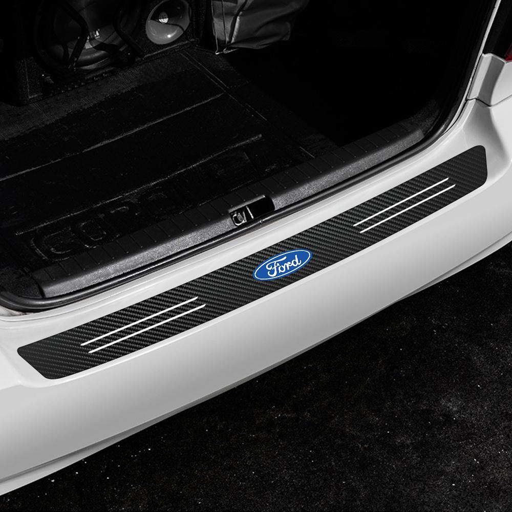 Car Carbon Fiber Trunk Tail Bumper Protector Sticker Accessory For Ford Ranger Focus Kuga Mustang ST Transit Mondeo Fusion Fiest