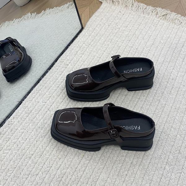 Fashion Slippers Casual Cover Toe Women's Shoes With Platform Pantofle Slides Luxury 2025 Square Mary Janes Square Toe Slippers Casual F