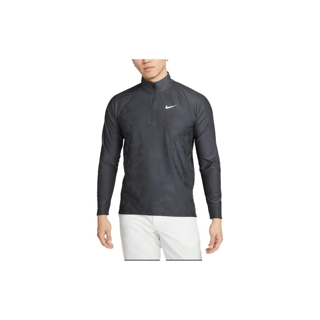 Nike Dri-FIT ADV Tour Solid Logo Print Stand Collar Long Sleeve T-Shirt Men tops Black DR5282-060 S