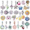 Original 925 Silver Gorgeous Lotus Sunflower Rose Iris Daisy Pendant Bead Fit Women DIY Bracelet Necklace Jewelry Gift