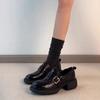 Thick-soled one-pedal belt buckle loafers British style not tired feet small leather shoes single shoes