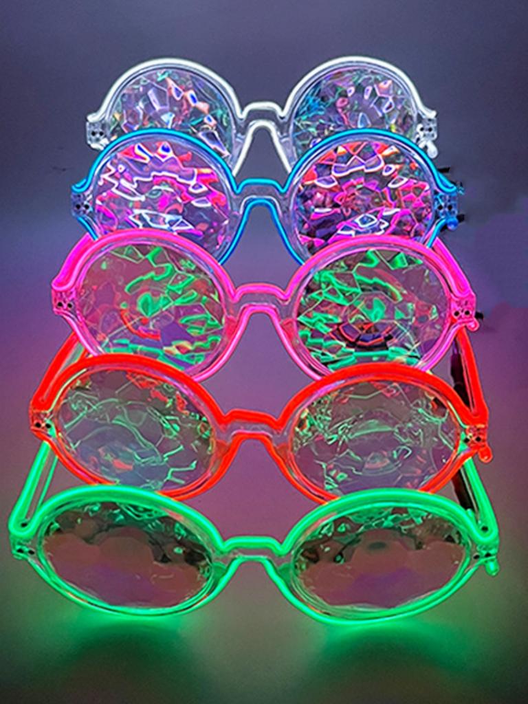 LED Disco Tanz Leuchtende Brille Coole Kaleidoskop-Technologie für KTV Bar Elektrische Silben Atmosphären-Requisiten Ohne